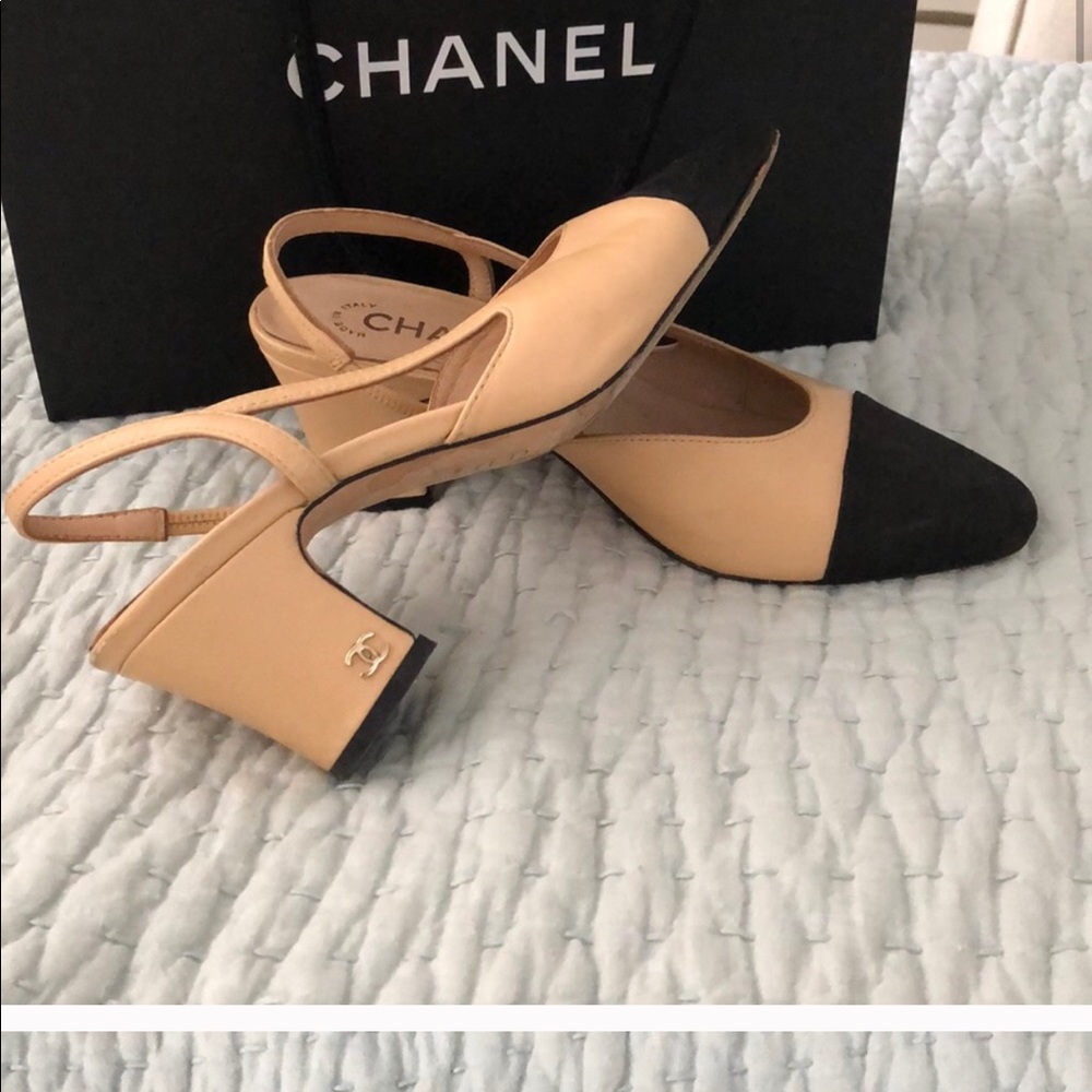 Chanel heeled sling back